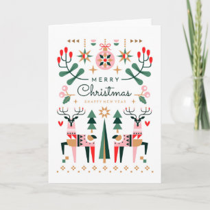 Cartes Pour Fêtes Annuelles Rennes géométriques de Noël
