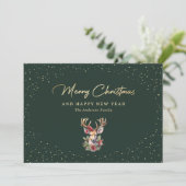 Cartes Pour Fêtes Annuelles Renouveau à neige vert et or (Debout devant)