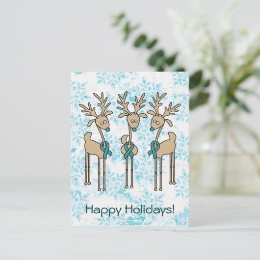 Cartes Pour Fêtes Annuelles Renouveau en ruban turquoise (Debout devant)