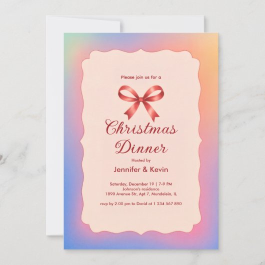 Cartes Pour Fêtes Annuelles Repas de Noël Arc-en-ciel (Devant)