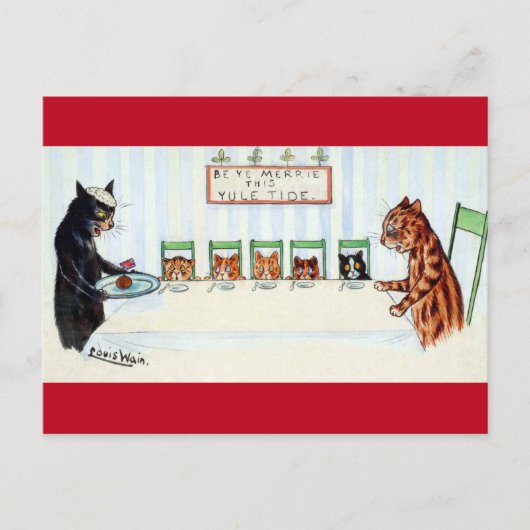 Cartes Pour Fêtes Annuelles Repas de Noël, Louis Wain (Devant)