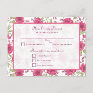 Cartes Pour Fêtes Annuelles Réponse de mariage à la rose rose vif