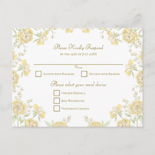Cartes Pour Fêtes Annuelles Réponse pour le mariage Yellow Rose