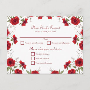 Cartes Pour Fêtes Annuelles Réponse romantique de mariage à la rose rouge
