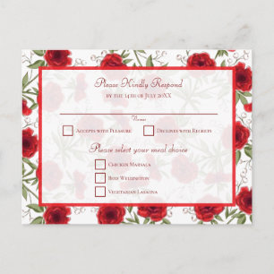 Cartes Pour Fêtes Annuelles Réponse RSVP de mariage romantique à la rose rouge