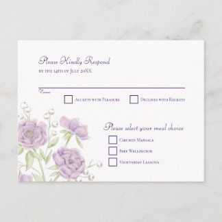 Cartes Pour Fêtes Annuelles Réponse RSVP de mariage Rose Violet Lavande