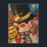 Cartes Pour Fêtes Annuelles Repose Avec Frosty - Snowman<br><div class="desc">Snowman Frosty avec un chaton et un ami de souris. Design lumineux et coloré</div>