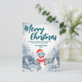 Cartes Pour Fêtes Annuelles Requin drôle Joyeux Noël arbre neige fête de vacan (Debout devant)