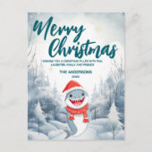 Cartes Pour Fêtes Annuelles Requin drôle Joyeux Noël arbre neige fête de vacan (Devant)