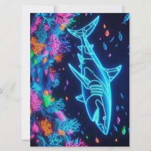 Cartes Pour Fêtes Annuelles Requin néon coloré