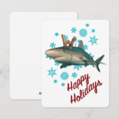 Cartes Pour Fêtes Annuelles Requin renne Joyeuses Fêtes (Devant / Derrière)