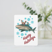 Cartes Pour Fêtes Annuelles Requin Rennes Joyeuses Fêtes (Debout devant)