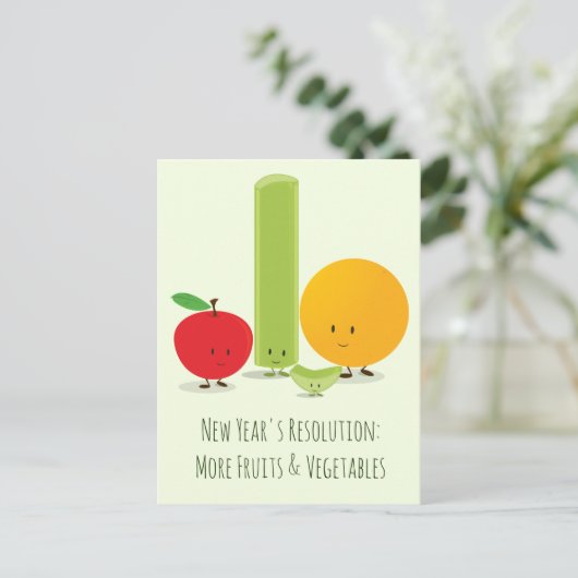 Cartes Pour Fêtes Annuelles Résolution de Nouvel An Alimentation Saine Fruits (Debout devant)