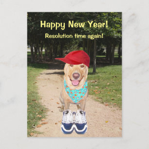 Cartes Pour Fêtes Annuelles Résolution de Nouvel An de chien drôle personnalis
