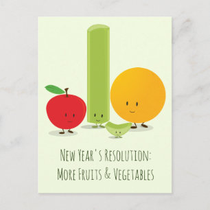 Cartes Pour Fêtes Annuelles Résolution du Nouvel An Manger sainement Fruit Cel