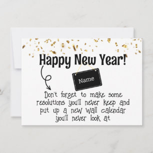 Cartes Pour Fêtes Annuelles Résolution sarcastique drôle bonne année Confetti