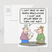 Cartes Pour Fêtes Annuelles Résolutions du Nouvel An bière déversée (Devant / Derrière)