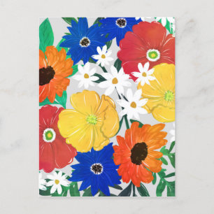 Cartes Pour Fêtes Annuelles Ressort coloré Floral Peinture à la main
