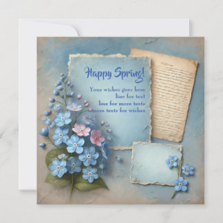 Cartes Pour Fêtes Annuelles Ressort d'aquarelle rétro m'oubliez pas de fleurs