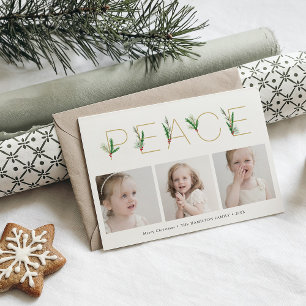 Cartes Pour Fêtes Annuelles Ressorts d'aquarelle de la paix Trois photos de No