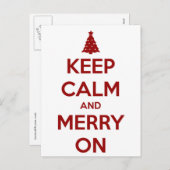 Cartes Pour Fêtes Annuelles Restez calme et joyeux sur le rouge et le blanc (Devant / Derrière)