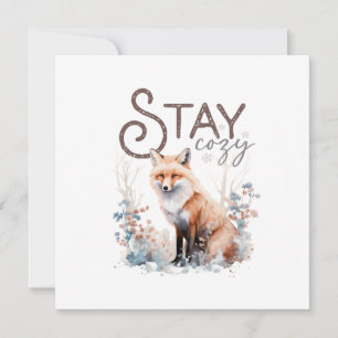 Cartes Pour Fêtes Annuelles Restez confortable Woodland Fox Noël