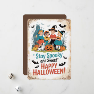 Cartes Pour Fêtes Annuelles "Restez effrayants et doux" Vintage Halloween pour