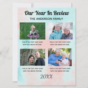 Cartes Pour Fêtes Annuelles Résumé annuel de la famille personnalisé 4 photos