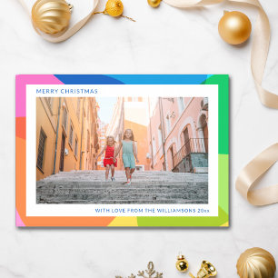 Cartes Pour Fêtes Annuelles Résumé Arc-en-ciel Unique 2 Photo Noël Moderne