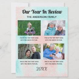 Cartes Pour Fêtes Annuelles Résumé de l'année en famille personnalisé 4 photos