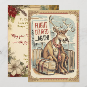 Cartes Pour Fêtes Annuelles Retard de vol de rennes personnalisé amusant Vinta