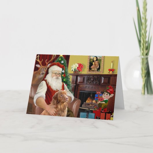 Cartes Pour Fêtes Annuelles Retriever de Père Noël en Nouvelle-Écosse (Devant)