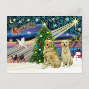 Cartes Pour Fêtes Annuelles Retrievers magiques de Noël (deux)
