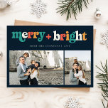 Cartes Pour Fêtes Annuelles Retro 3 Photo Coloré Joyeux et brillant Noël<br><div class="desc">Cette Retro 3 Photo Colorful Joyeux & Bright Christmas Holiday Card offre une touche amusante et nostalgique sur votre salutation traditionnelle de vacances. Avec 3 emplacements personnalisables, la typographie rétro audacieuse apporte une touche vibrante et super au message "Merry & Bright". Le lettrage ludique et coloré s'opère contre un simple...</div>
