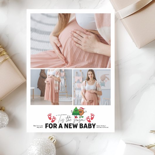 Cartes Pour Fêtes Annuelles Retro 3 Photo Tis Season Grossesse Annonce