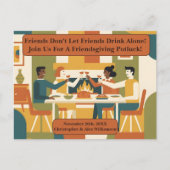 Cartes Pour Fêtes Annuelles Retro Ami Ami Soigner Potluck Classes (Devant)