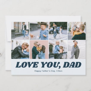 Cartes Pour Fêtes Annuelles Retro Amour Vous Papa 12 Collage Photo Bleu