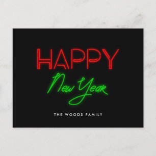 Cartes Pour Fêtes Annuelles Rétro Années 80 Lumières néon Bonne Année