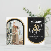 Cartes Pour Fêtes Annuelles Retro Arch Photo de Noël (Debout devant)