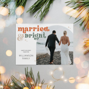 Cartes Pour Fêtes Annuelles Retro Arche nouvellement mariée Photo Mariée et br