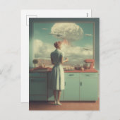 Cartes Pour Fêtes Annuelles Retro Atomic Kitchen Surreal Art (Devant / Derrière)