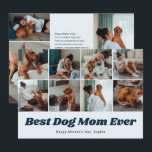 Cartes Pour Fêtes Annuelles Retro Best Dog Mom 12 Photo Collage Blue<br><div class="desc">Elegant Mother's Day greeting card.'</div>