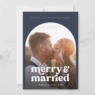 Cartes Pour Fêtes Annuelles Retro Boho Merry Marry Photo Marine