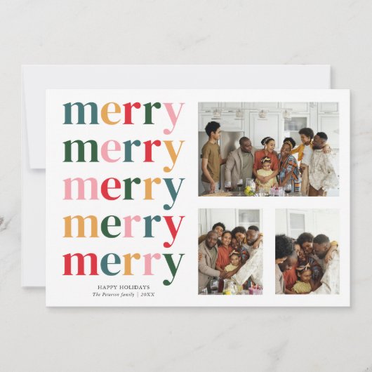 Cartes Pour Fêtes Annuelles Retro Bold Joyeux Noël Moderne Minimal 3 Photo (Devant)