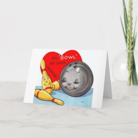 Cartes Pour Fêtes Annuelles Retro Bowling Valentine's Day Card (Devant)