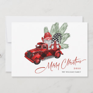 Cartes Pour Fêtes Annuelles Retro Buffalo Red Truck Gnomes Rustique Noël