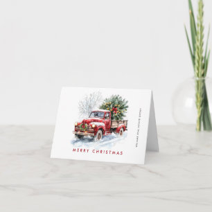 Cartes Pour Fêtes Annuelles Retro Camion de la ferme rouge Arbre de Noël Entre