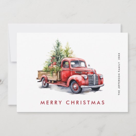 Cartes Pour Fêtes Annuelles Rétro Camion de la ferme rouge Noël Arbre de voeux (Devant)