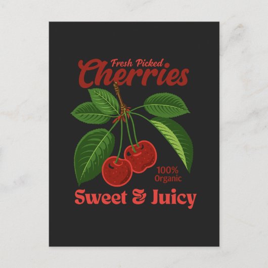 Cartes Pour Fêtes Annuelles Retro Cerises Fruit Commercial Graphisme Art Style (Devant)