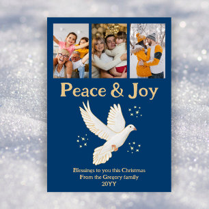 Cartes Pour Fêtes Annuelles Retro Christmas Peace Joy Watercolor Dove Photo
